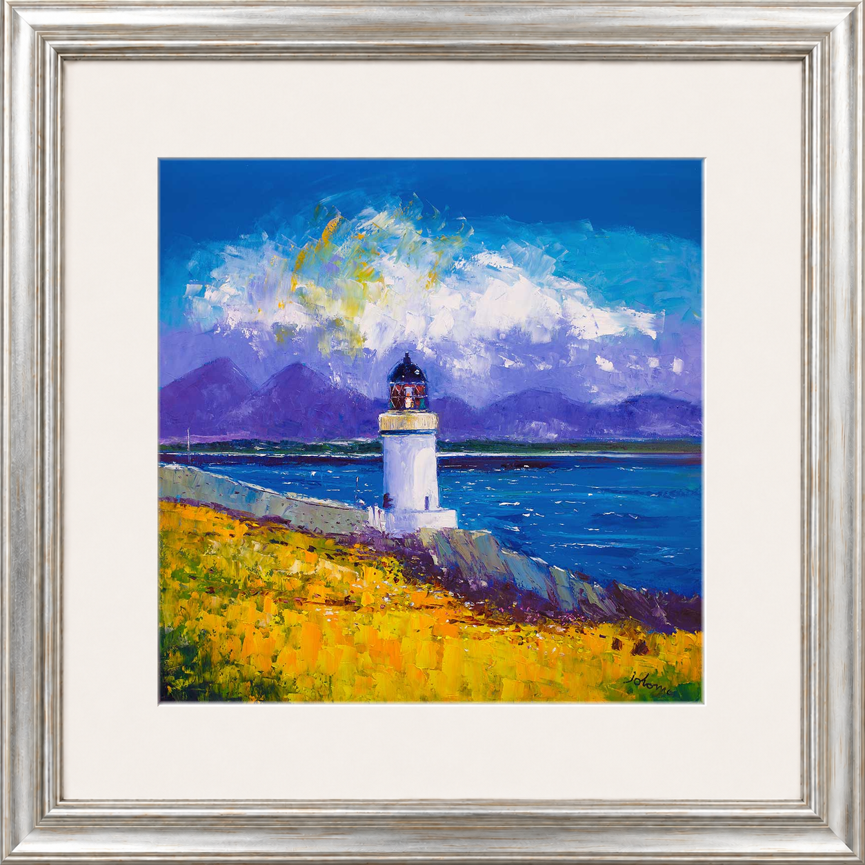 A Summer Squall, Rubh-an-Duin Lighthouse, Isle of Islay by Jolomo - Scottish lighthouse coastal artwork framed wall art print, product image 17