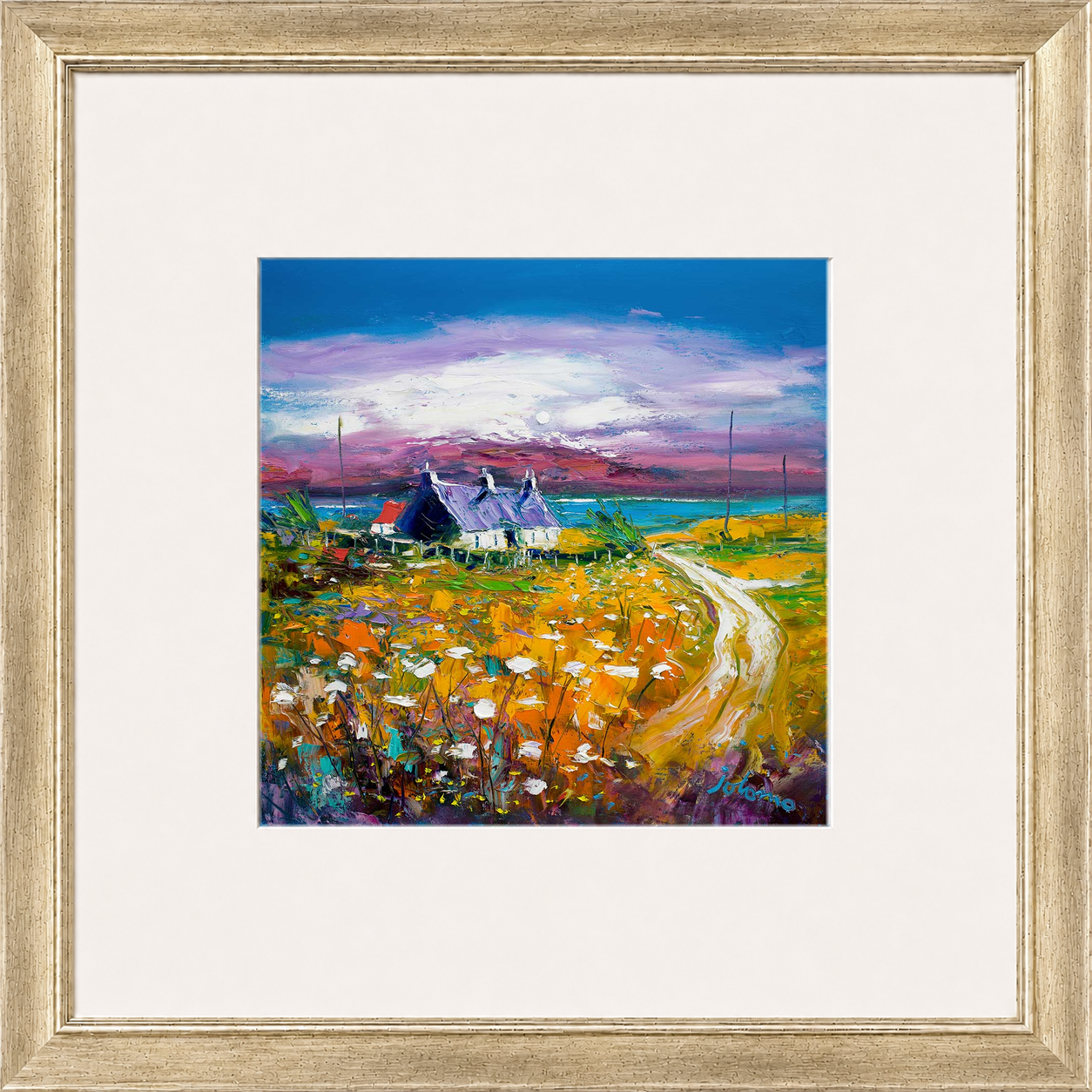 Autumn Misty Light, Isle of Gigha by Jolomo - Scottish lighthouse coastal artwork framed wall art print, product image 6
