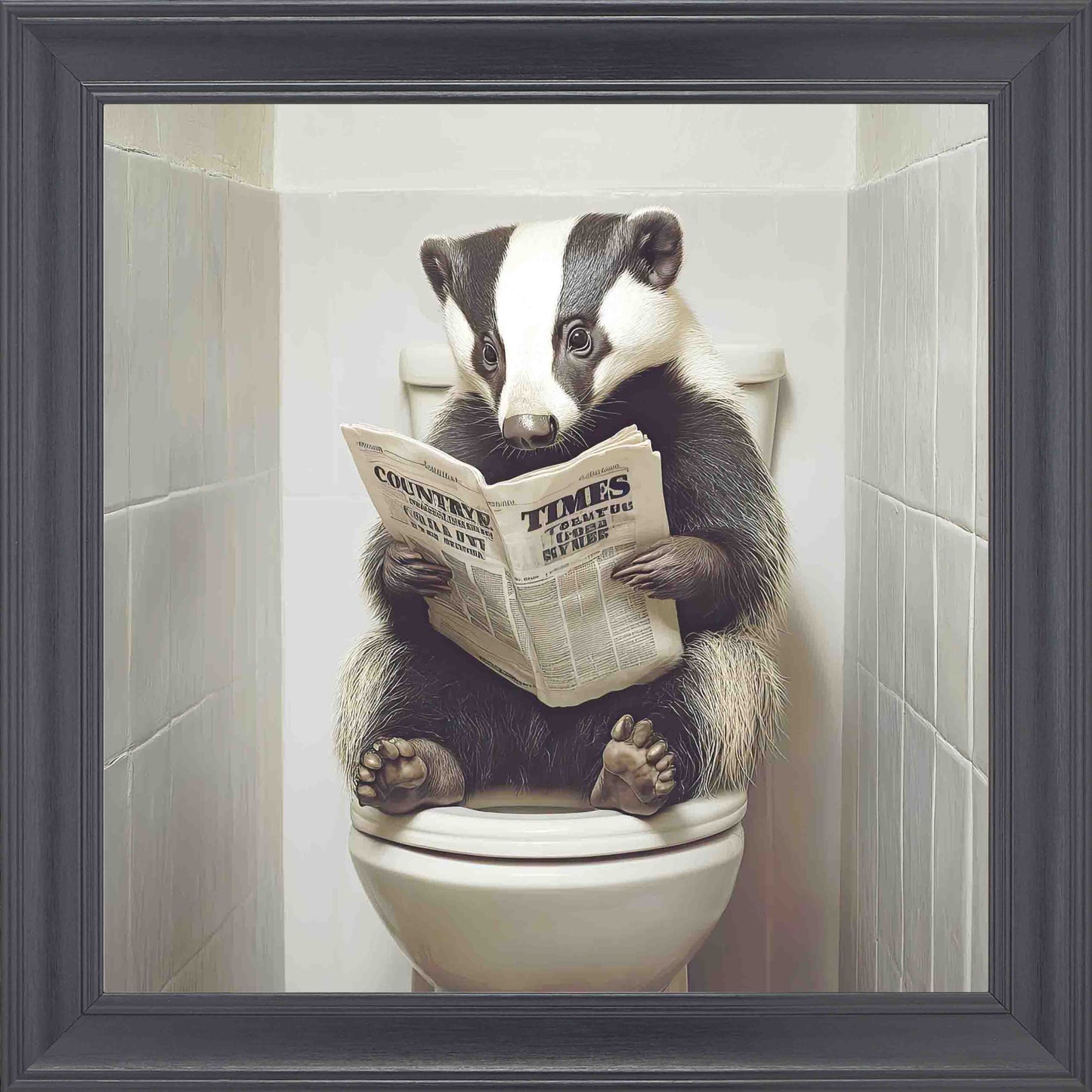 Badger Toilet Framed Wall Art - Black