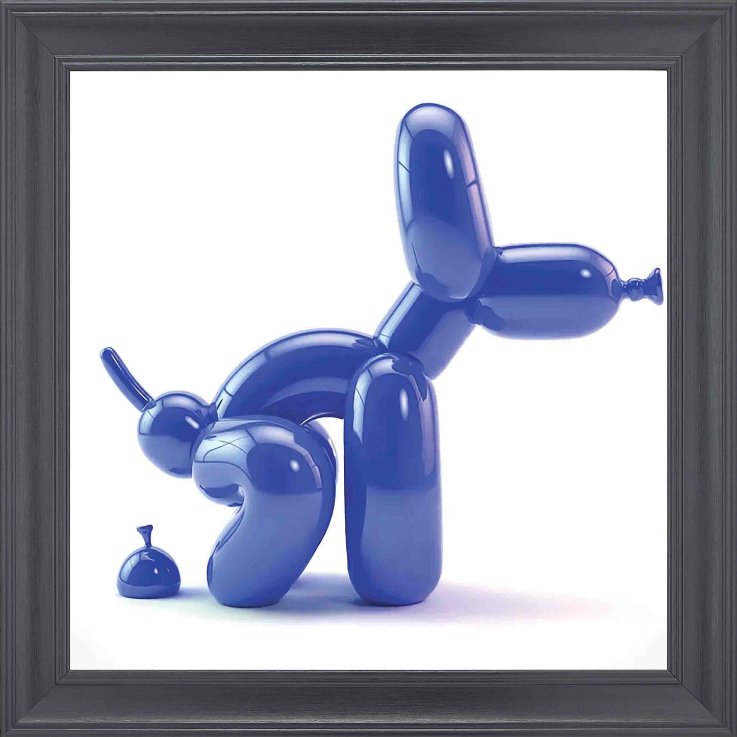 Balloon Dog Blue Framed Wall Art - Black