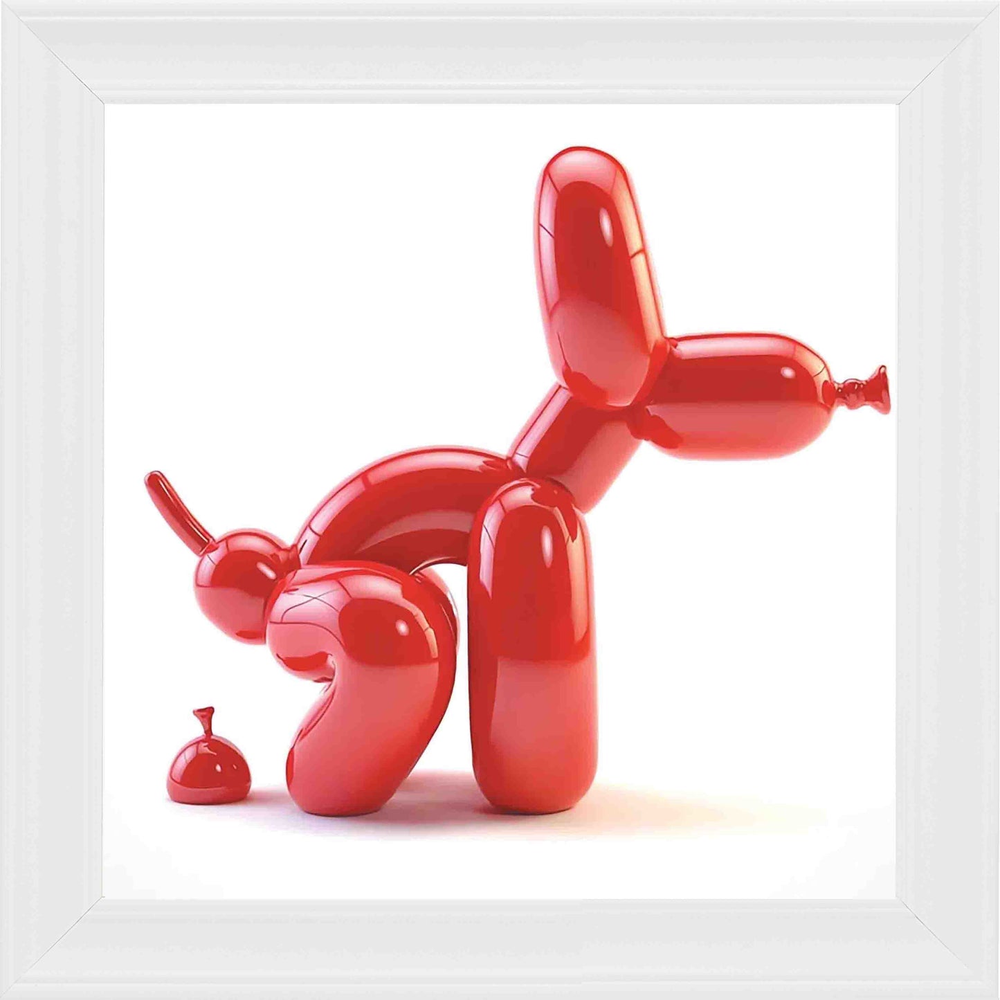 Balloon Dog Red Framed Wall Art - White