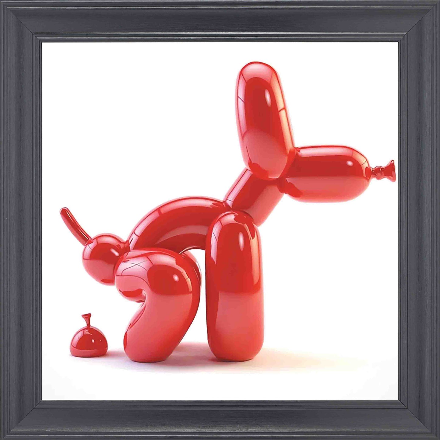 Balloon Dog Red Framed Wall Art - Black