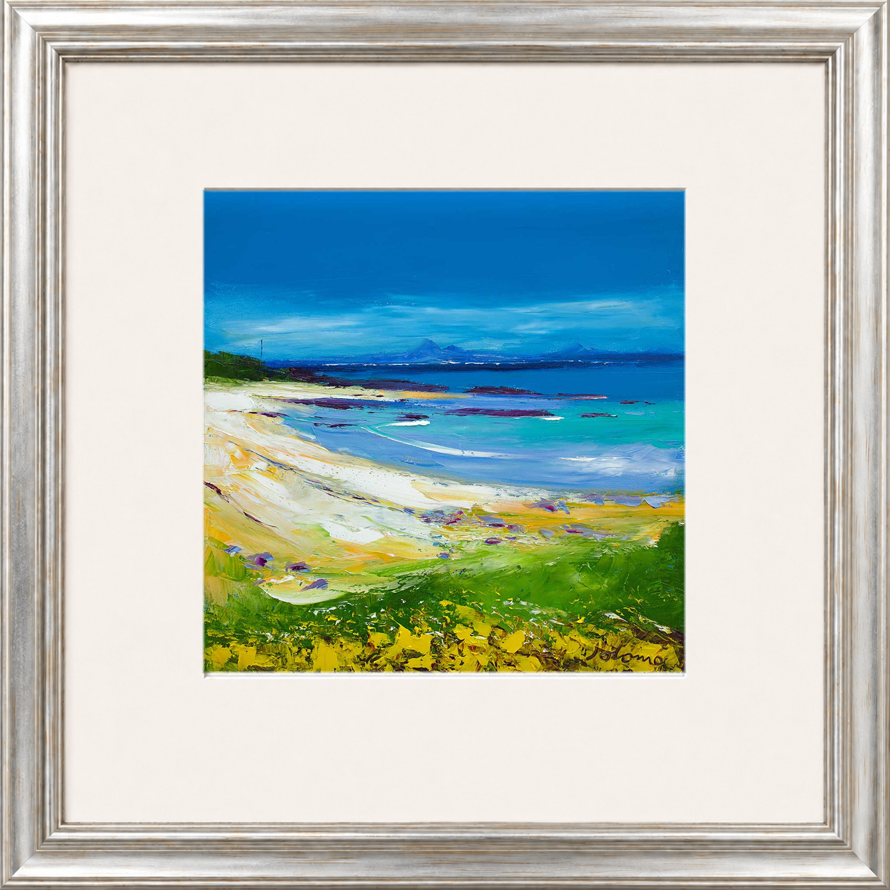 Balnahard Beach, Isle of Colonsay Looking to Mull by Jolomo - Scottish coastal landscape artwork framed wall art print, product image 11
