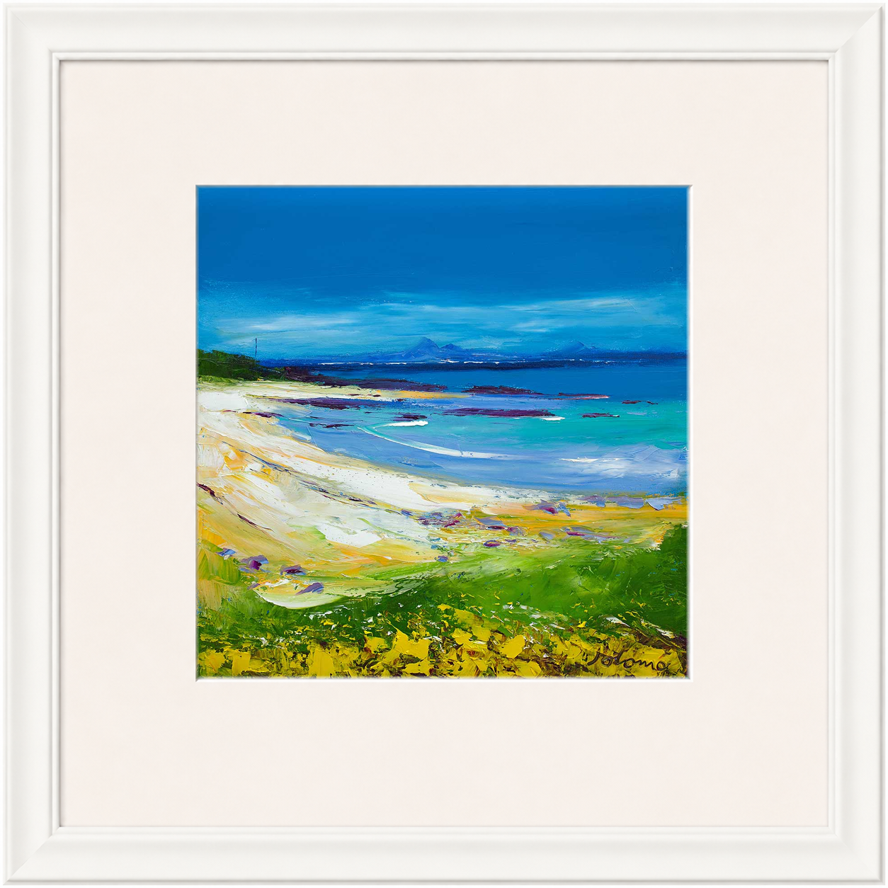 Balnahard Beach, Isle of Colonsay Looking to Mull by Jolomo - Scottish coastal landscape artwork framed wall art print, product image 10