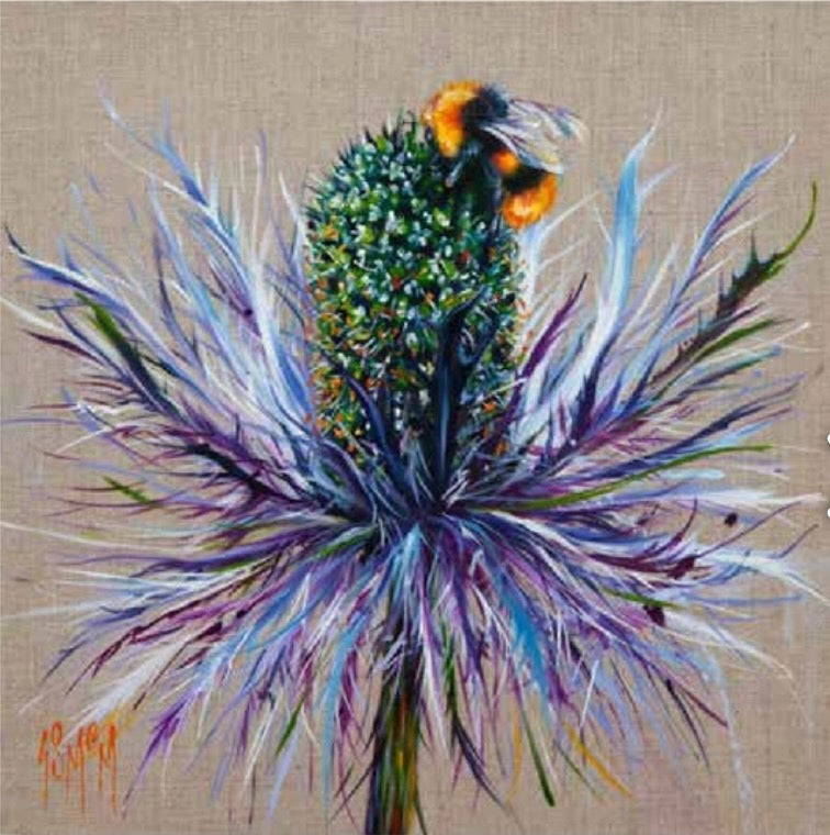 Bejewelled Bee on Thistle Art Print by Georgina McMaster