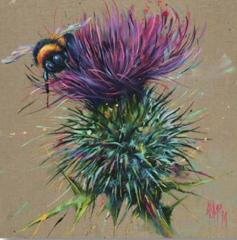 Bette Bee on Thistle Art Print by Georgina McMaster