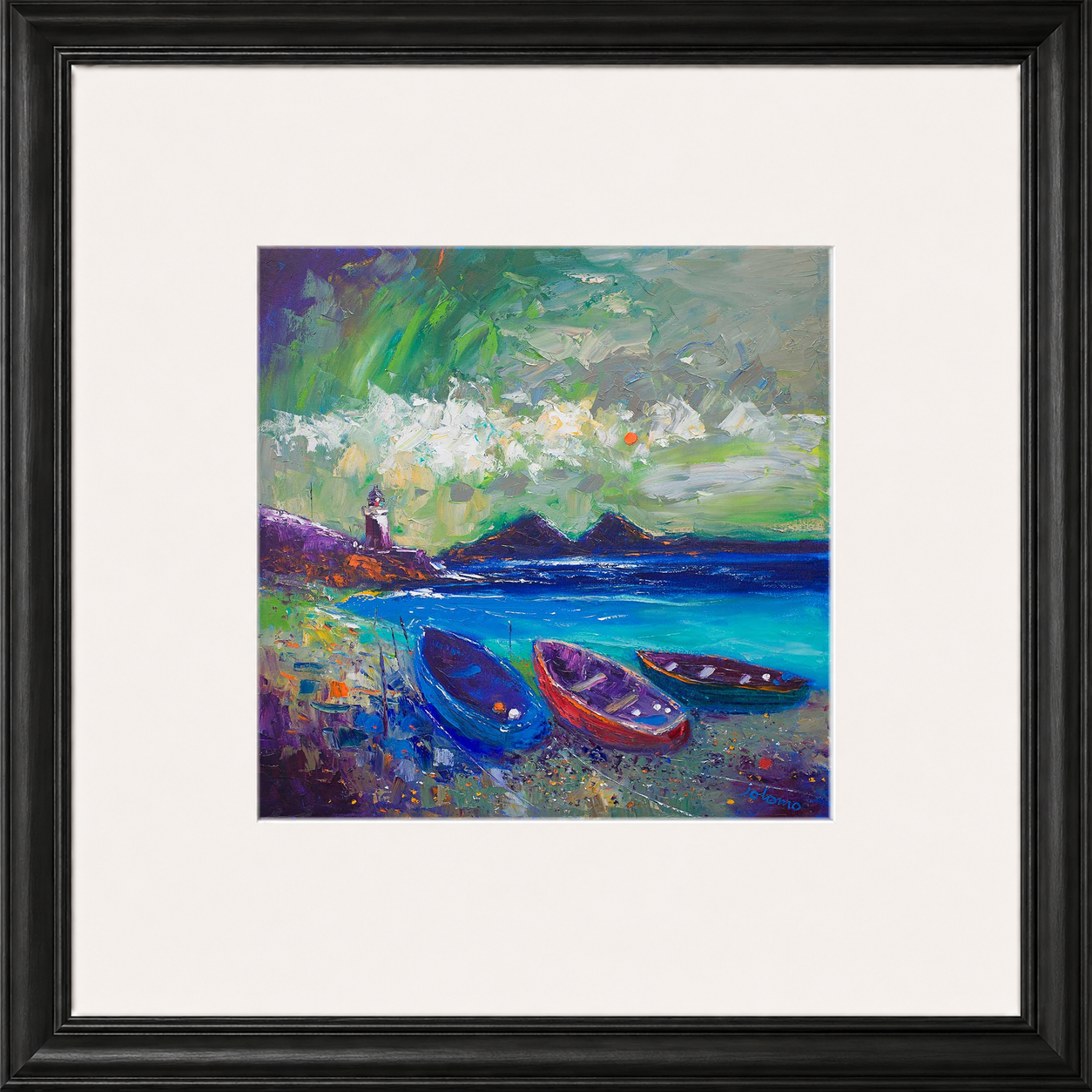 Big Storm Over the Loch, Indaal Light, Islay by Jolomo - Scottish lighthouse coastal artwork framed wall art print, product image 3