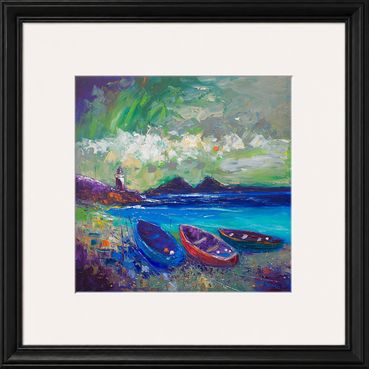 Big Storm Over the Loch, Indaal Light, Islay by Jolomo - Scottish lighthouse coastal artwork framed wall art print, product image 9