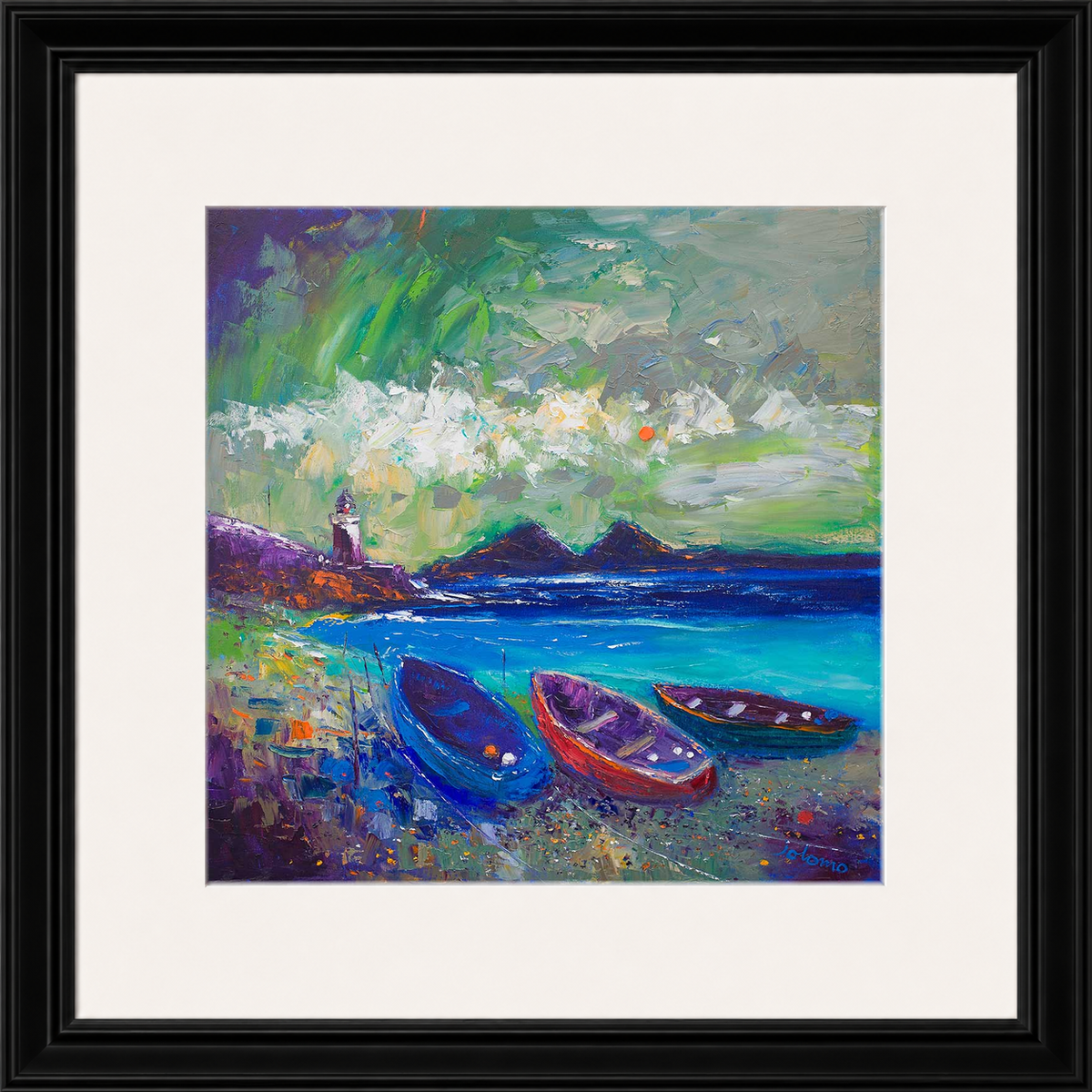 Big Storm Over the Loch, Indaal Light, Islay by Jolomo - Scottish lighthouse coastal artwork framed wall art print, product image 15