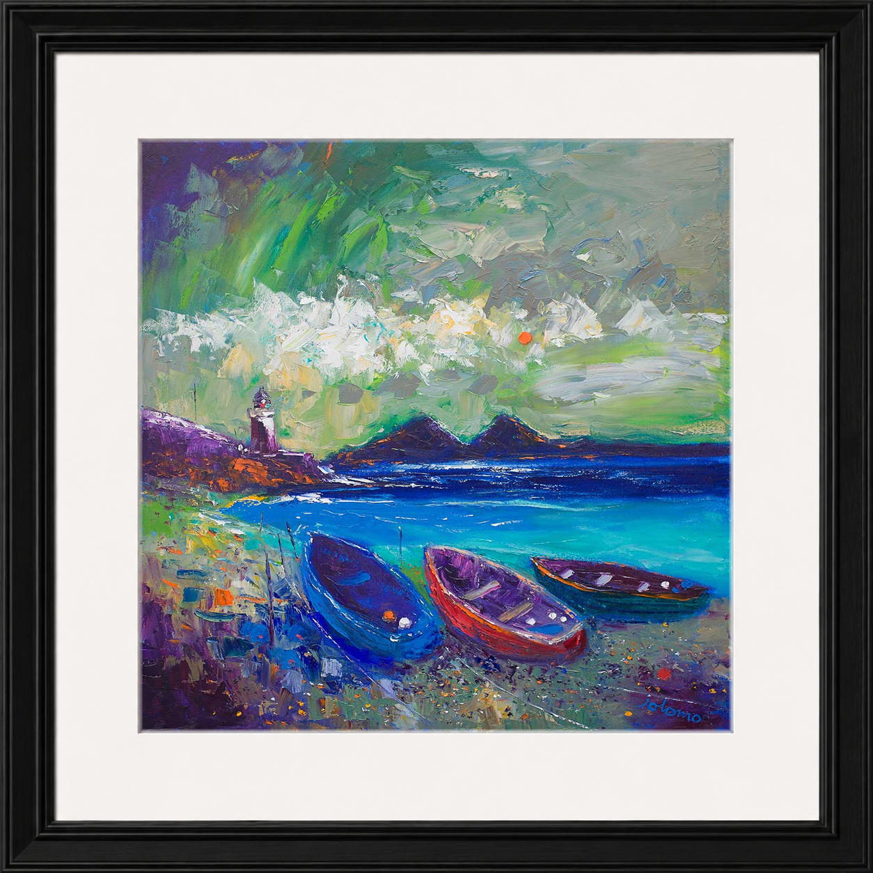 Big Storm Over the Loch, Indaal Light, Islay by Jolomo - Scottish lighthouse coastal artwork framed wall art print, product image 21