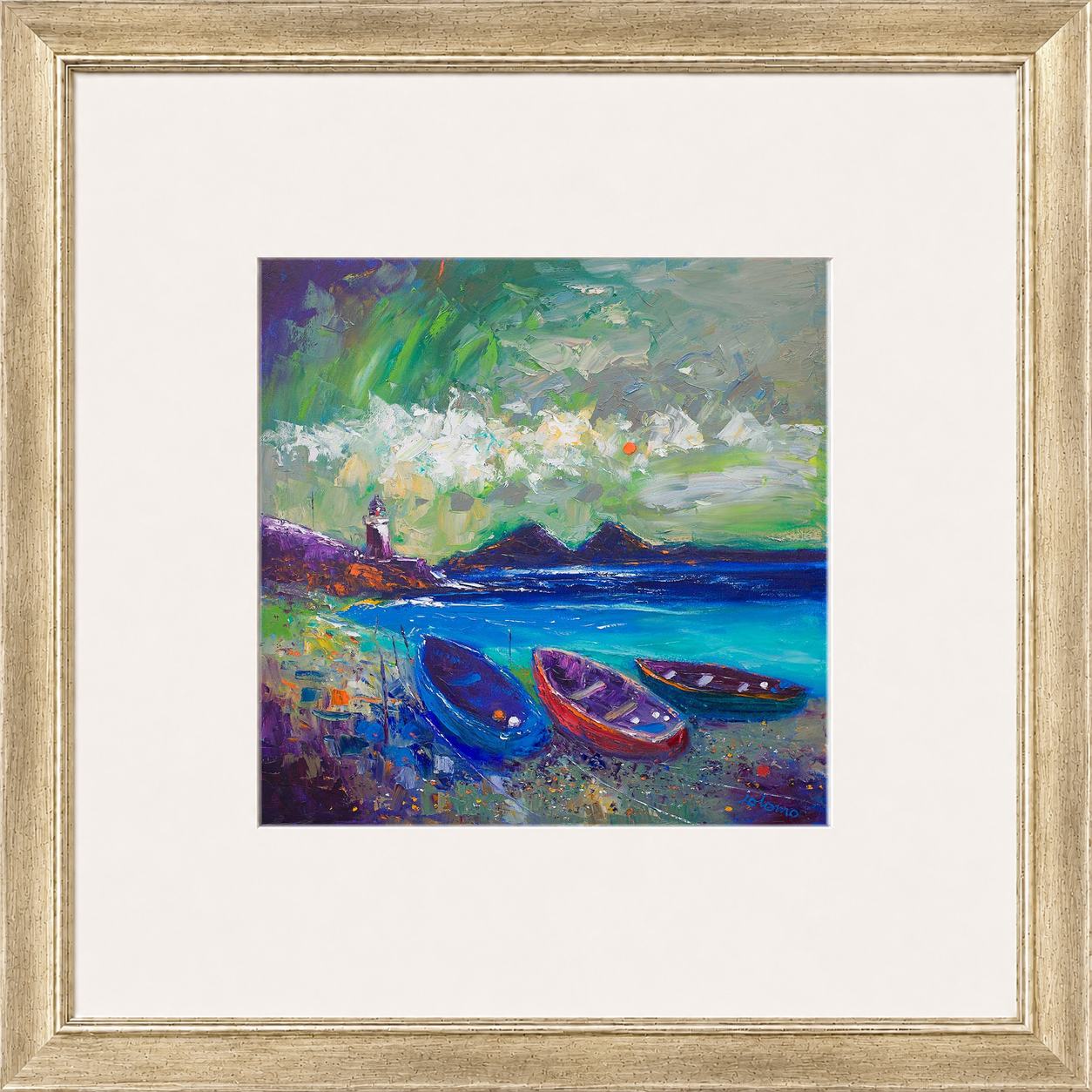 Big Storm Over the Loch, Indaal Light, Islay by Jolomo - Scottish lighthouse coastal artwork framed wall art print, product image 6
