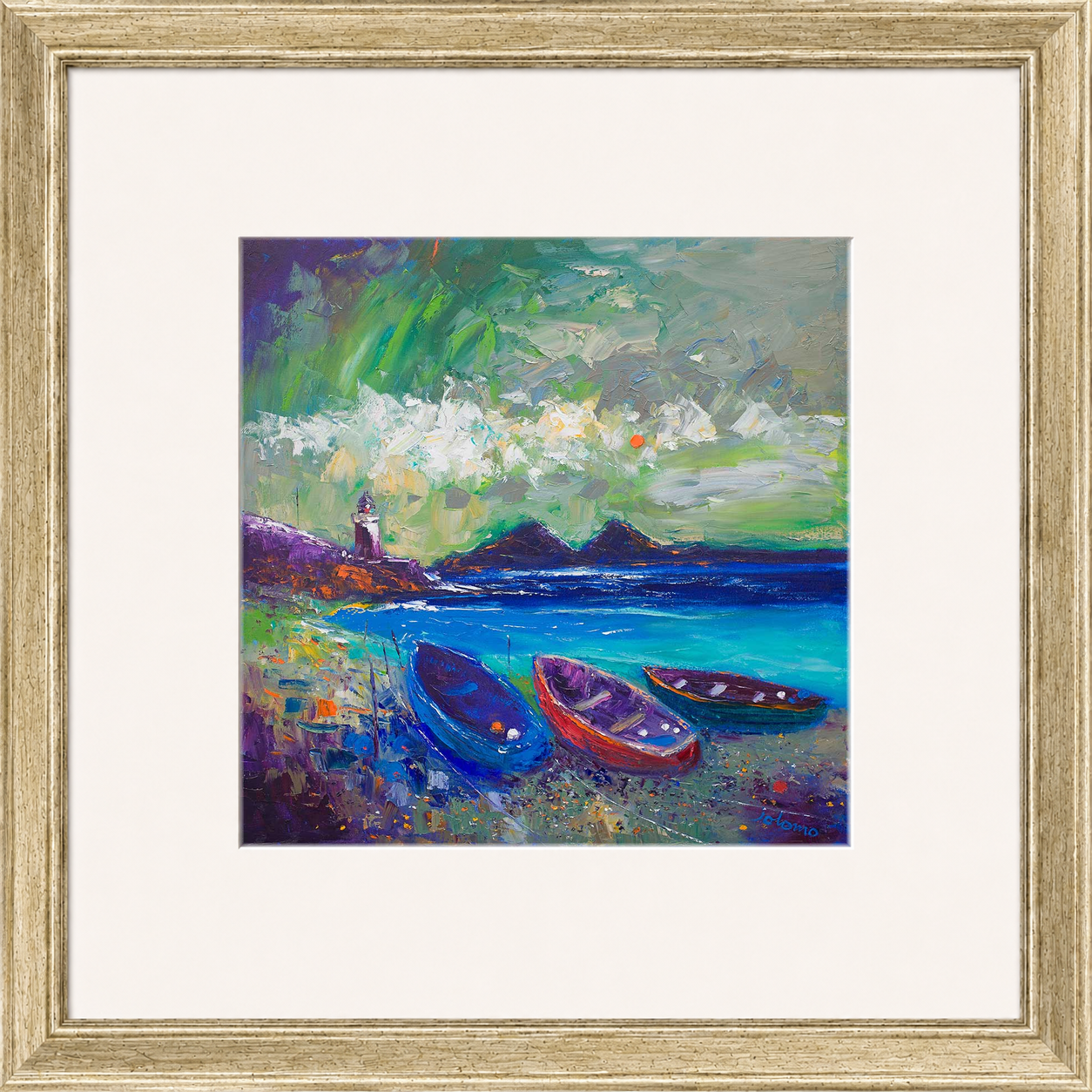 Big Storm Over the Loch, Indaal Light, Islay by Jolomo - Scottish lighthouse coastal artwork framed wall art print, product image 12