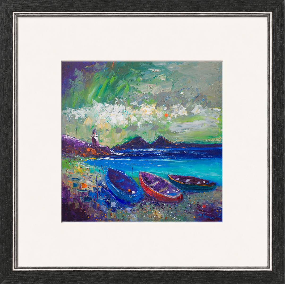 Big Storm Over the Loch, Indaal Light, Islay by Jolomo - Scottish lighthouse coastal artwork framed wall art print, product image 8
