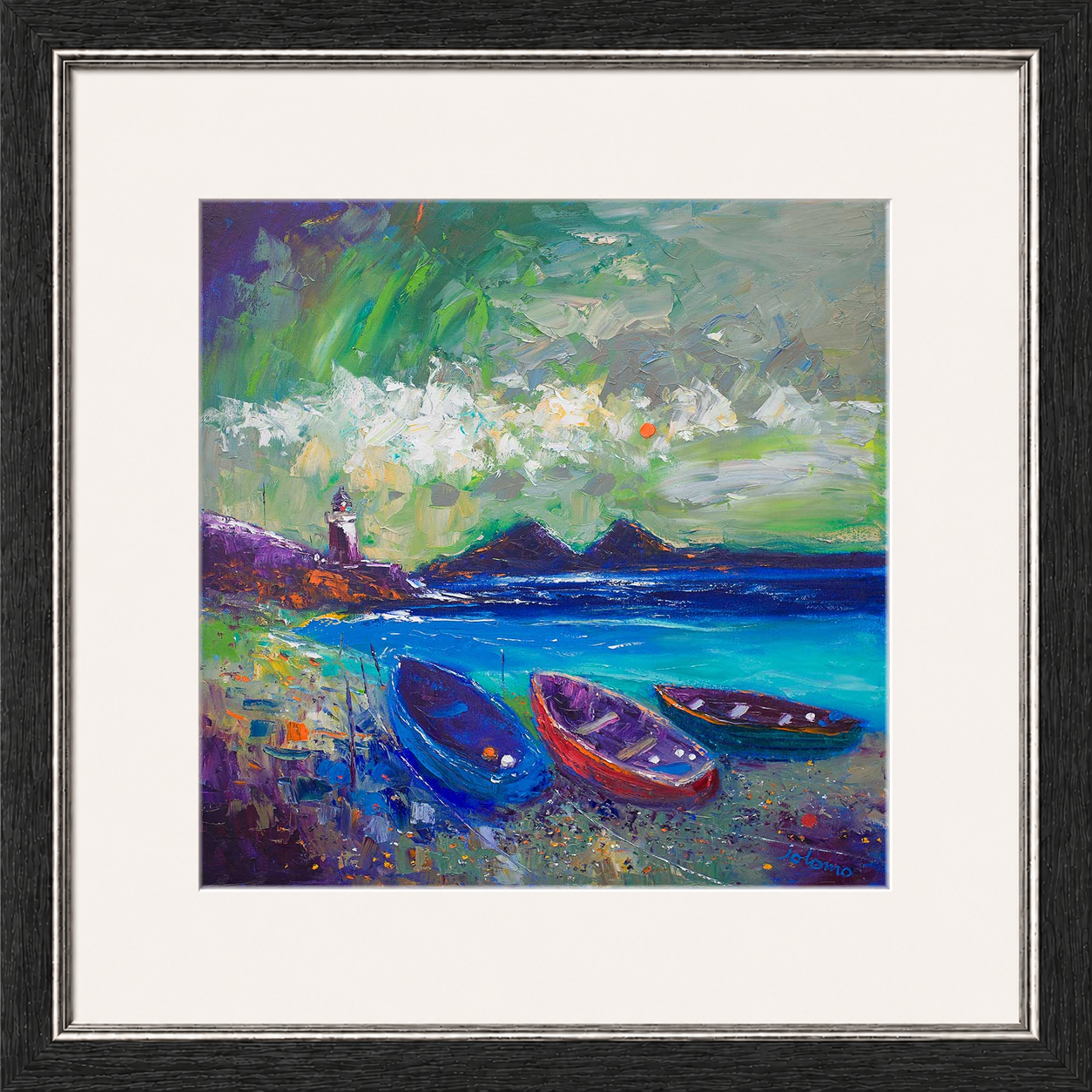 Big Storm Over the Loch, Indaal Light, Islay by Jolomo - Scottish lighthouse coastal artwork framed wall art print, product image 14