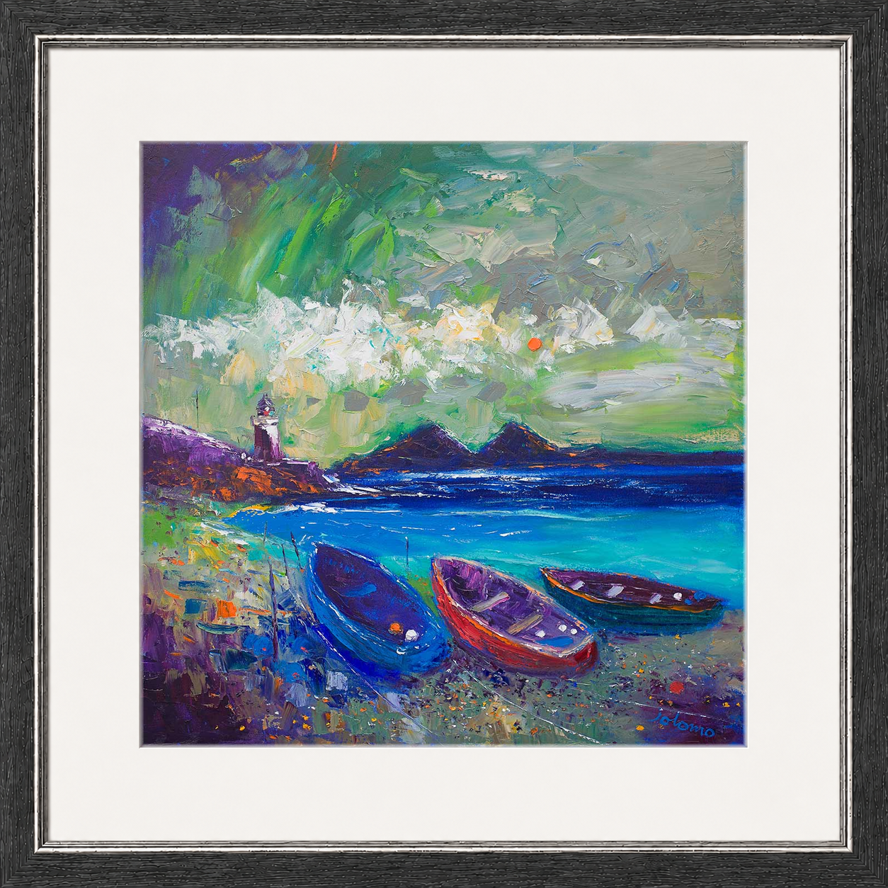 Big Storm Over the Loch, Indaal Light, Islay by Jolomo - Scottish lighthouse coastal artwork framed wall art print, product image 20