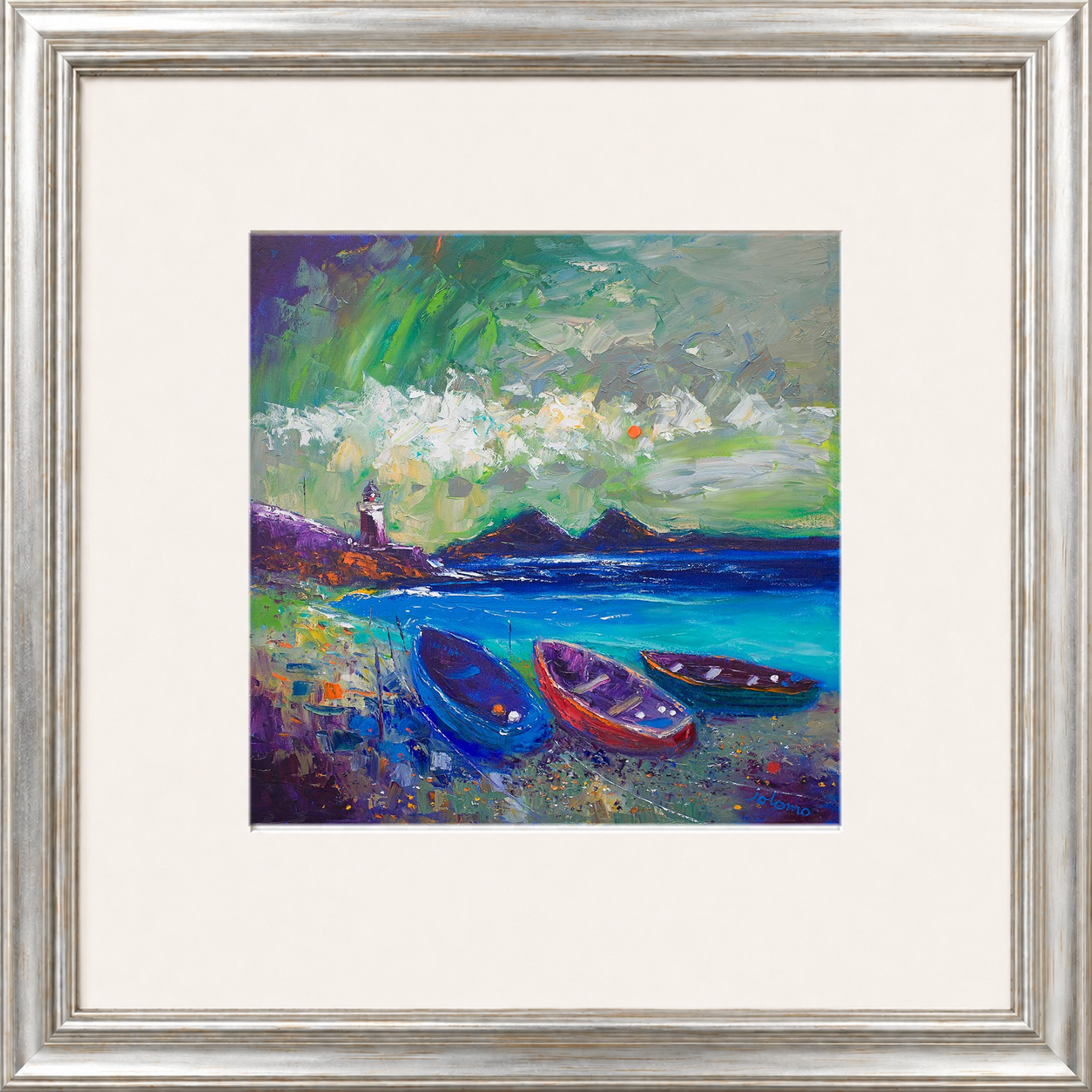 Big Storm Over the Loch, Indaal Light, Islay by Jolomo - Scottish lighthouse coastal artwork framed wall art print, product image 11