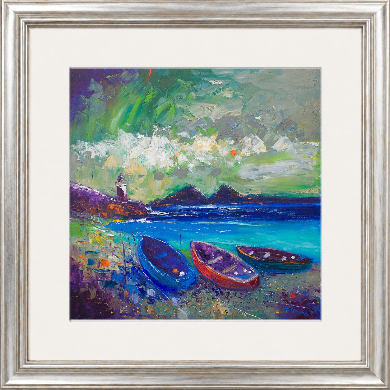 Big Storm Over the Loch, Indaal Light, Islay by Jolomo - Scottish lighthouse coastal artwork framed wall art print, product image 23