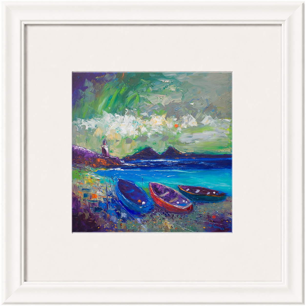 Big Storm Over the Loch, Indaal Light, Islay by Jolomo - Scottish lighthouse coastal artwork framed wall art print, product image 4