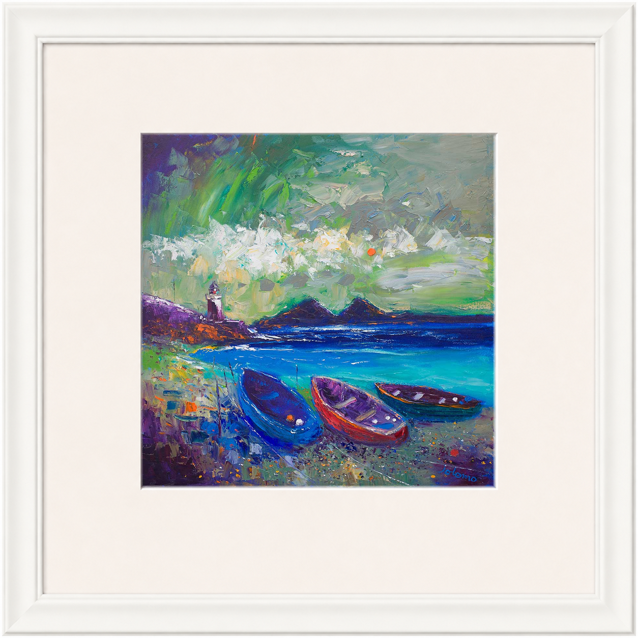 Big Storm Over the Loch, Indaal Light, Islay by Jolomo - Scottish lighthouse coastal artwork framed wall art print, product image 10