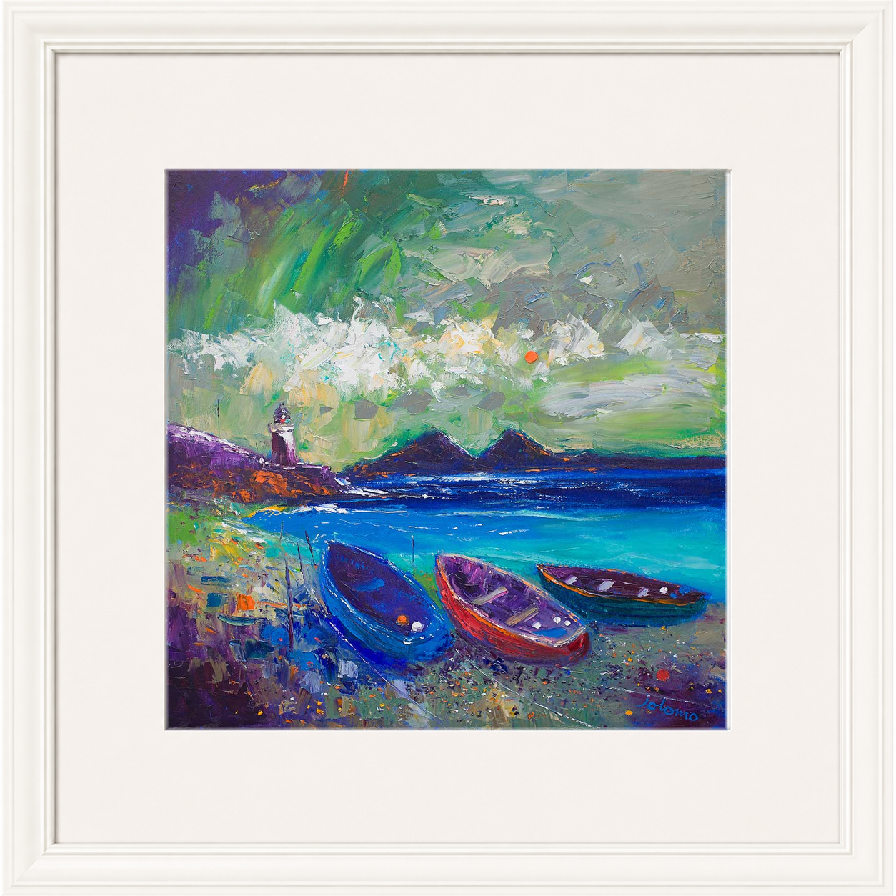 Big Storm Over the Loch, Indaal Light, Islay by Jolomo - Scottish lighthouse coastal artwork framed wall art print, product image 16