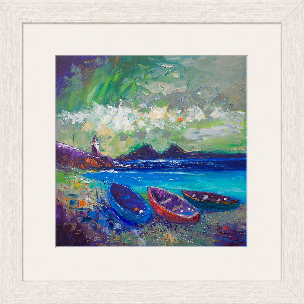 Big Storm Over the Loch, Indaal Light, Islay by Jolomo - Scottish lighthouse coastal artwork framed wall art print, product image 19