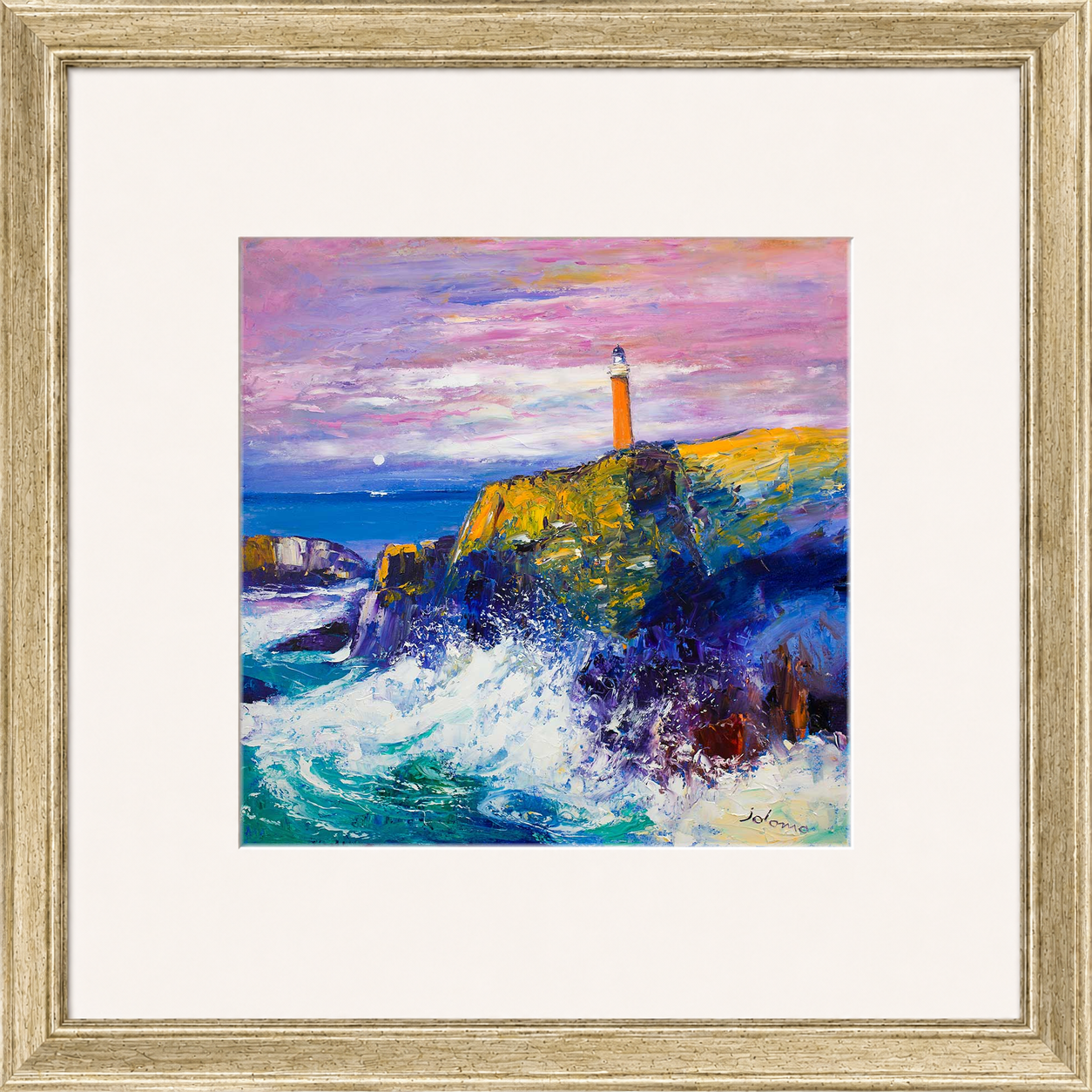 Big Swell, Butt of Lewis Lighthouse by Jolomo - Scottish lighthouse coastal artwork framed wall art print, product image 12