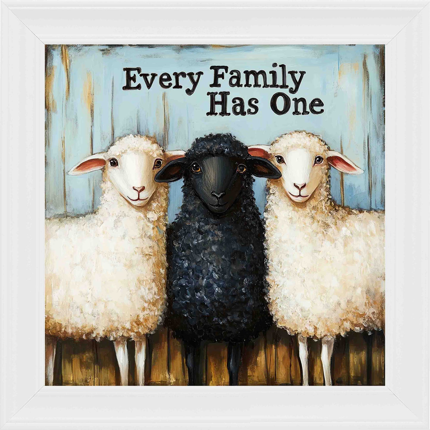 Black Sheep Framed Wall Art - White