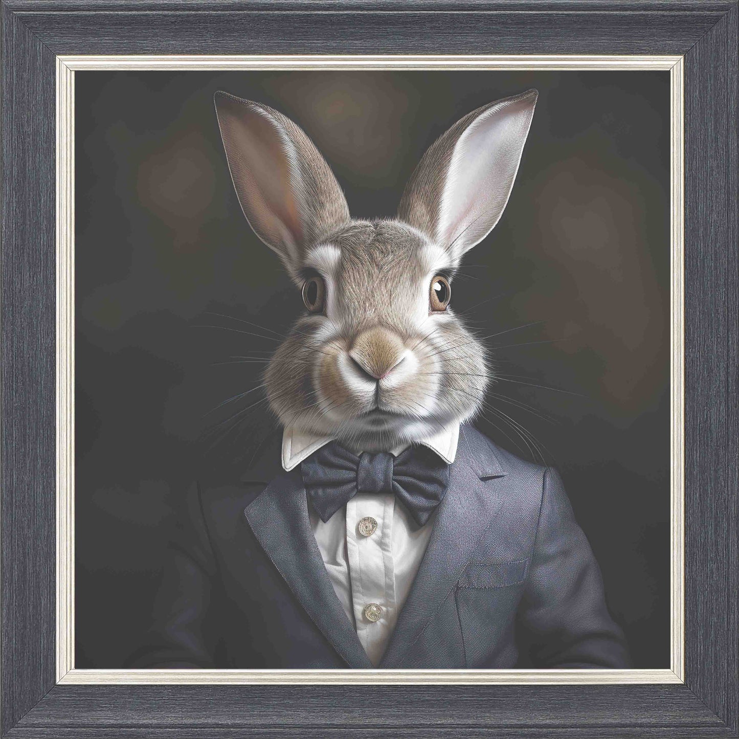Bunny Suit Framed Wall Art - Grey with Silver Trim
