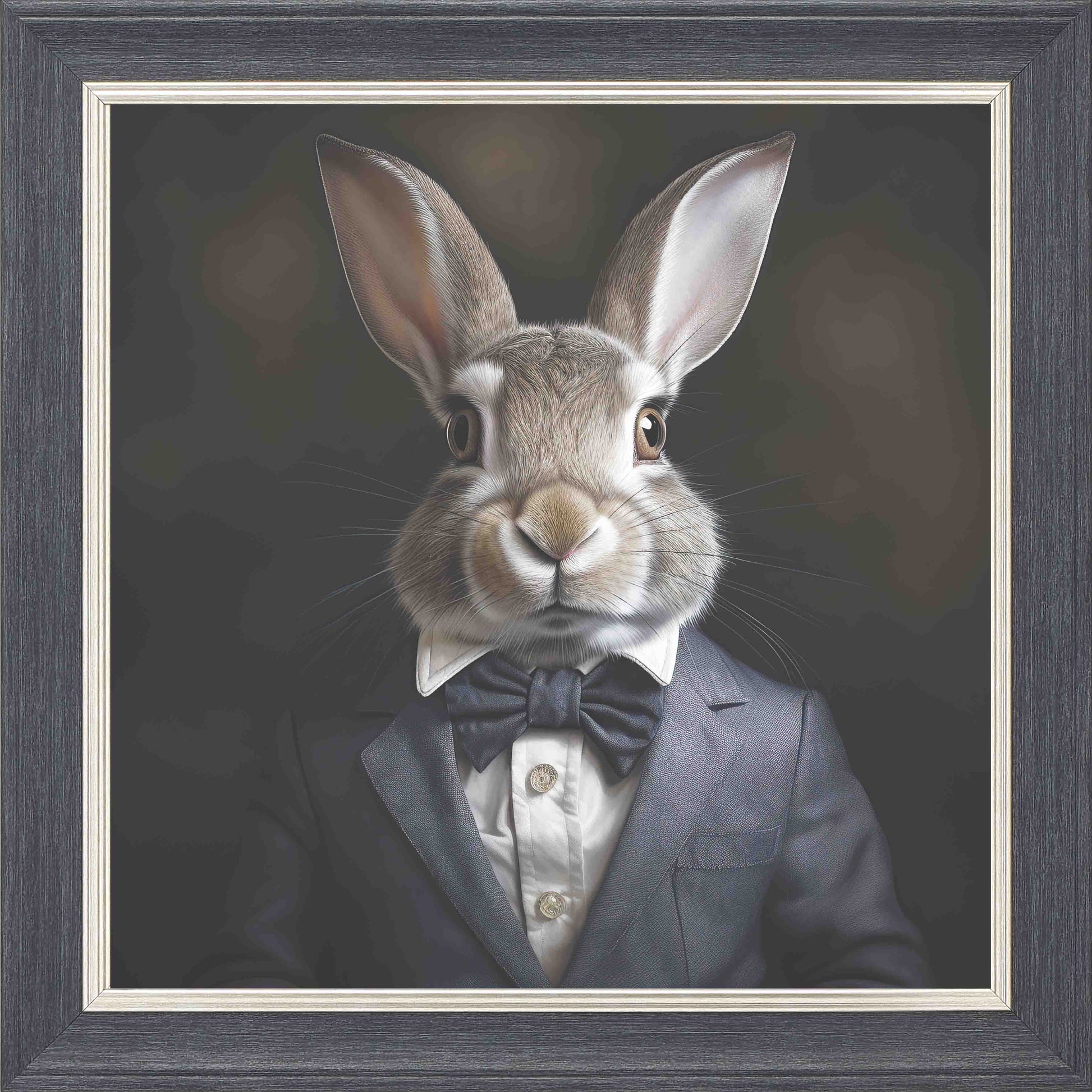 Bunny Suit Framed Wall Art - Grey with Silver Trim