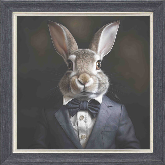 Bunny Suit Framed Wall Art - Grey with Silver Trim