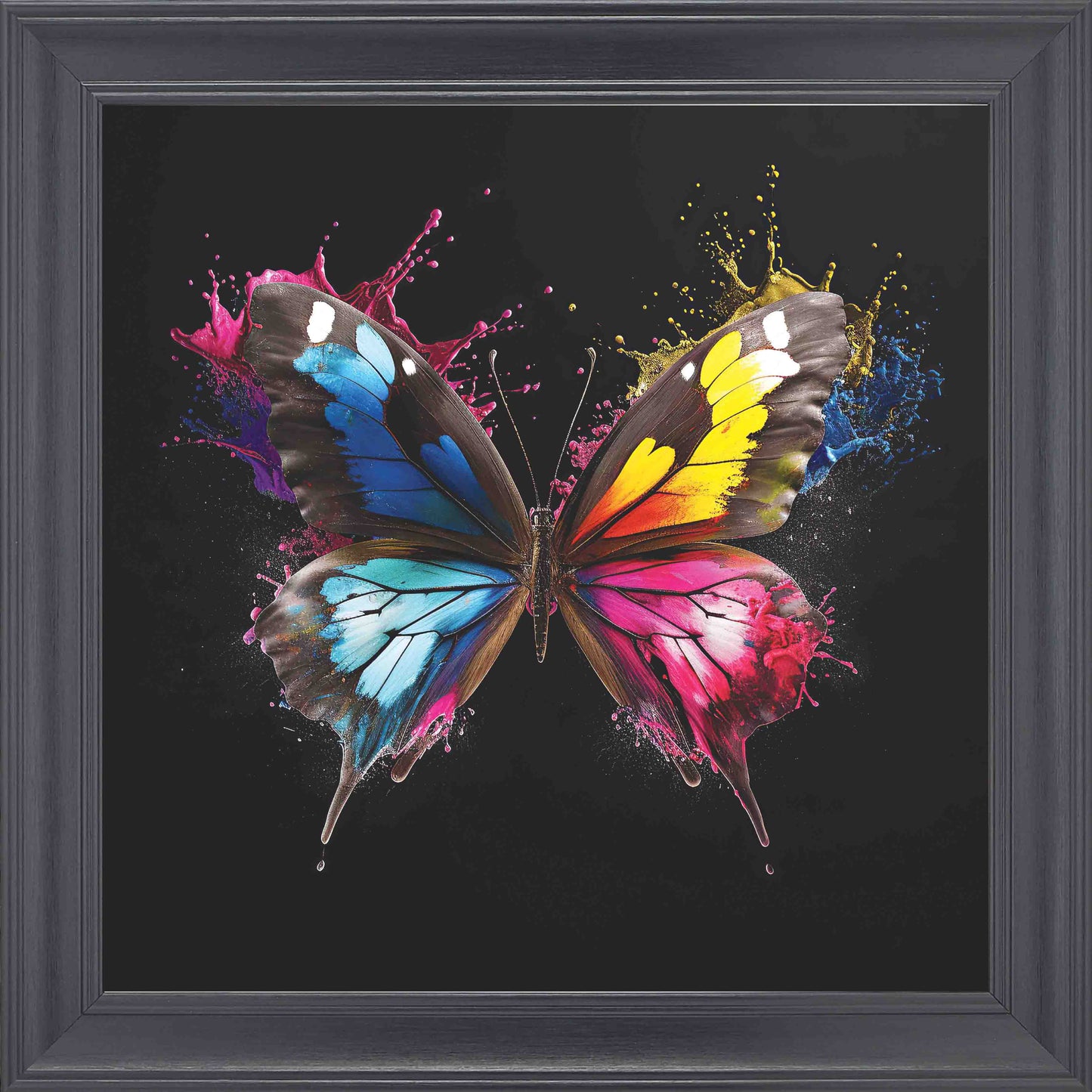 Butterfly Colour Splash Framed Wall Art - Black