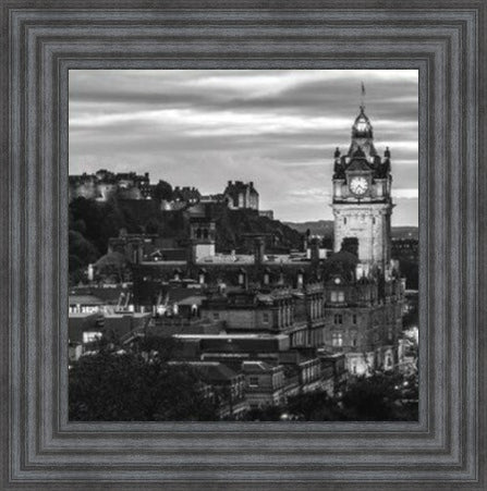 Twilight Over Edinburgh - Black and White