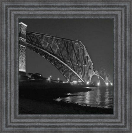 Nightfall at Forth Rail Bridge, Edinburgh - Black and White