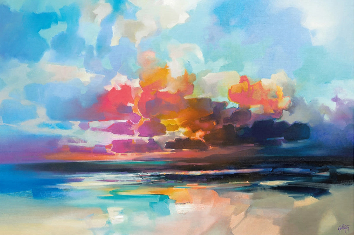 Colorful cloud painting over water