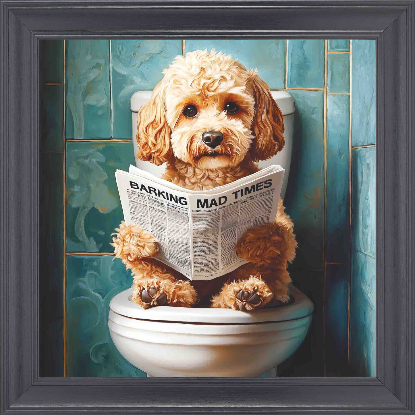 Cockapoo Brown Toilet Framed Wall Art - Black