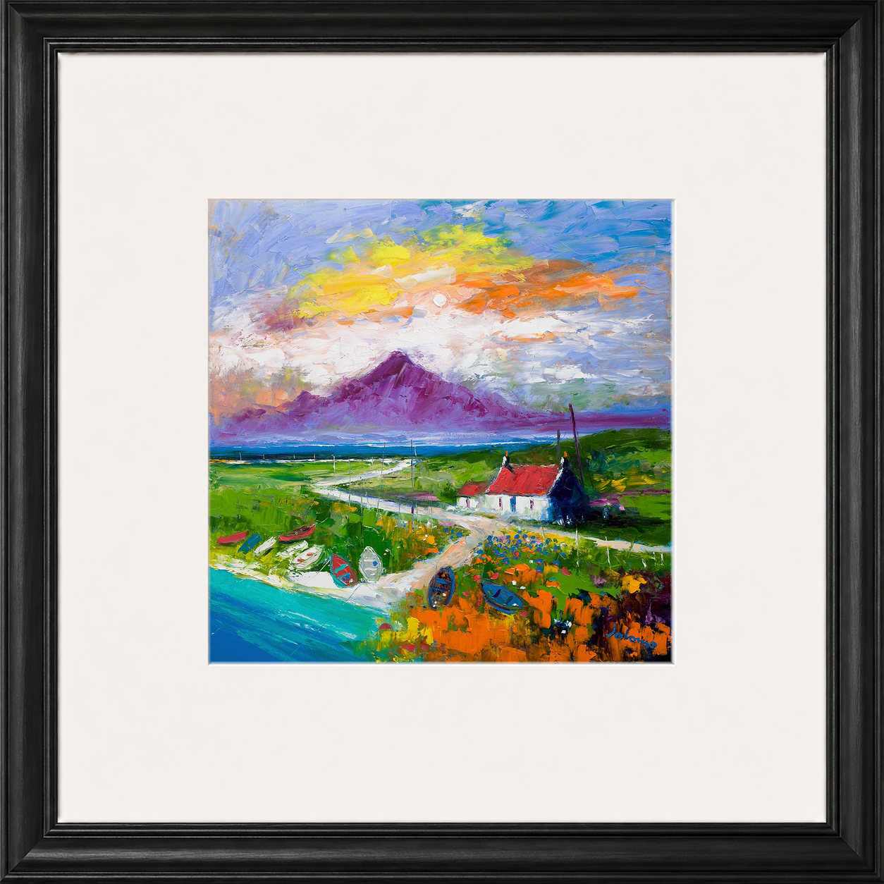 Creels and Beached Boats, The Uists by Jolomo - Scottish coastal harbour artwork framed wall art print, product image 3