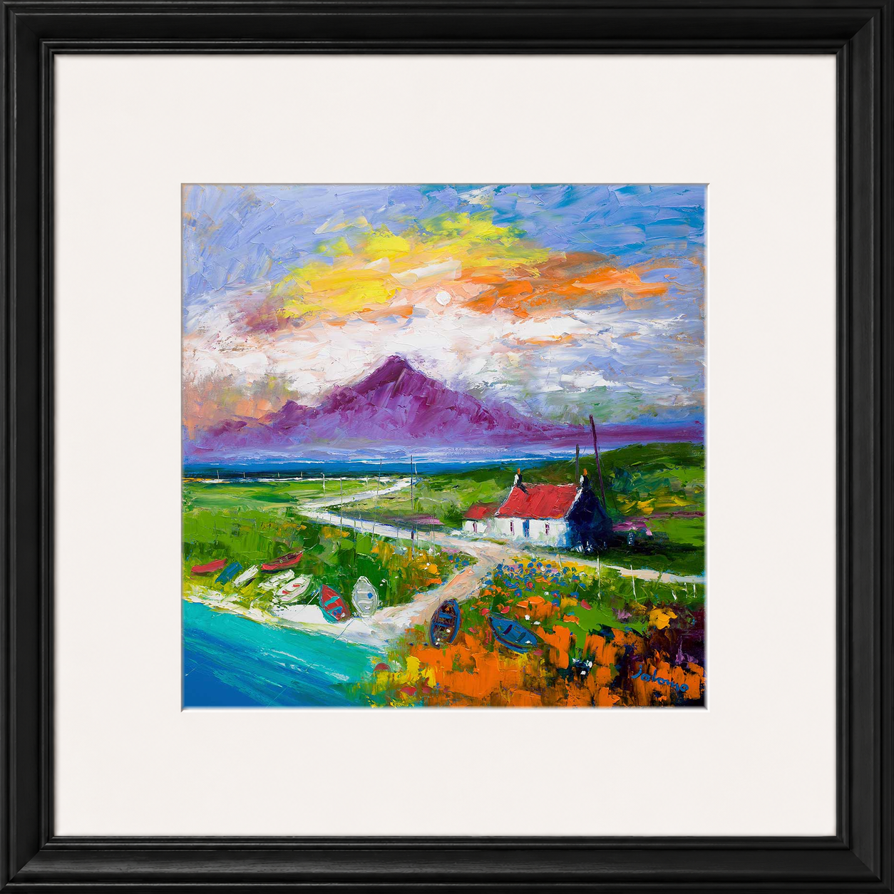 Creels and Beached Boats, The Uists by Jolomo - Scottish coastal harbour artwork framed wall art print, product image 9