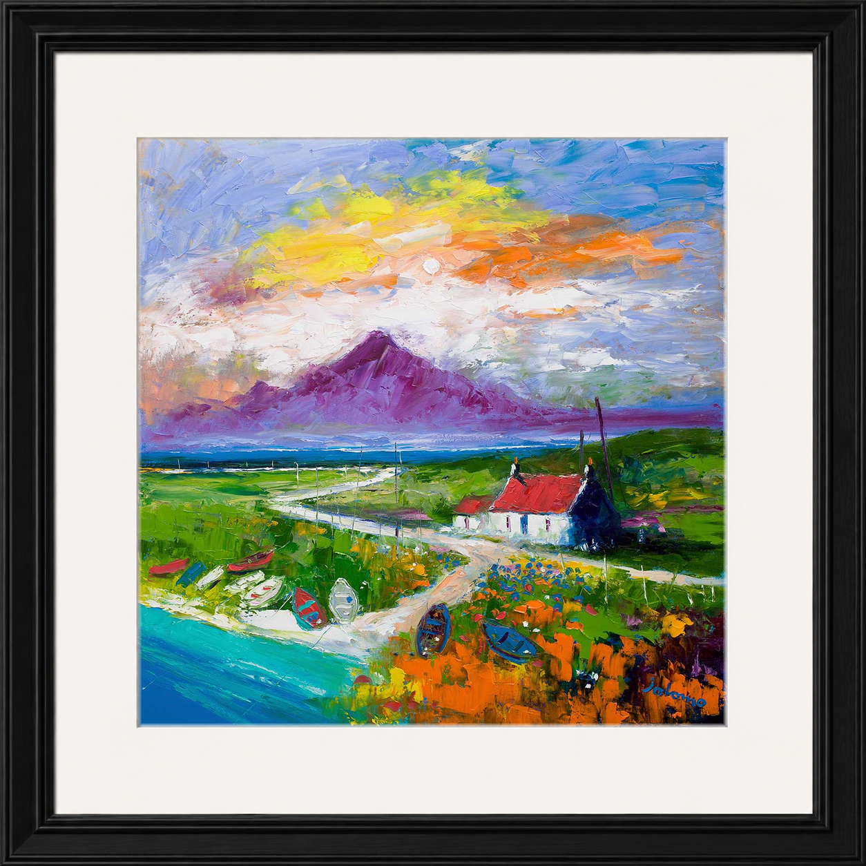 Creels and Beached Boats, The Uists by Jolomo - Scottish coastal harbour artwork framed wall art print, product image 21