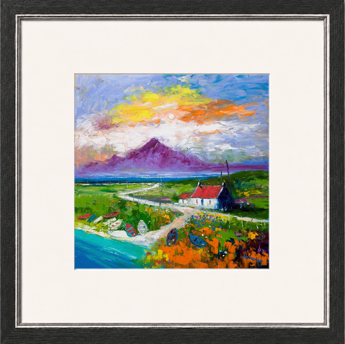 Creels and Beached Boats, The Uists by Jolomo - Scottish coastal harbour artwork framed wall art print, product image 8