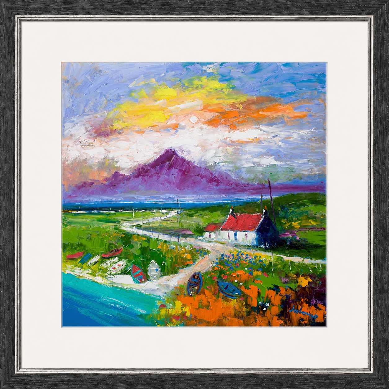 Creels and Beached Boats, The Uists by Jolomo - Scottish coastal harbour artwork framed wall art print, product image 20