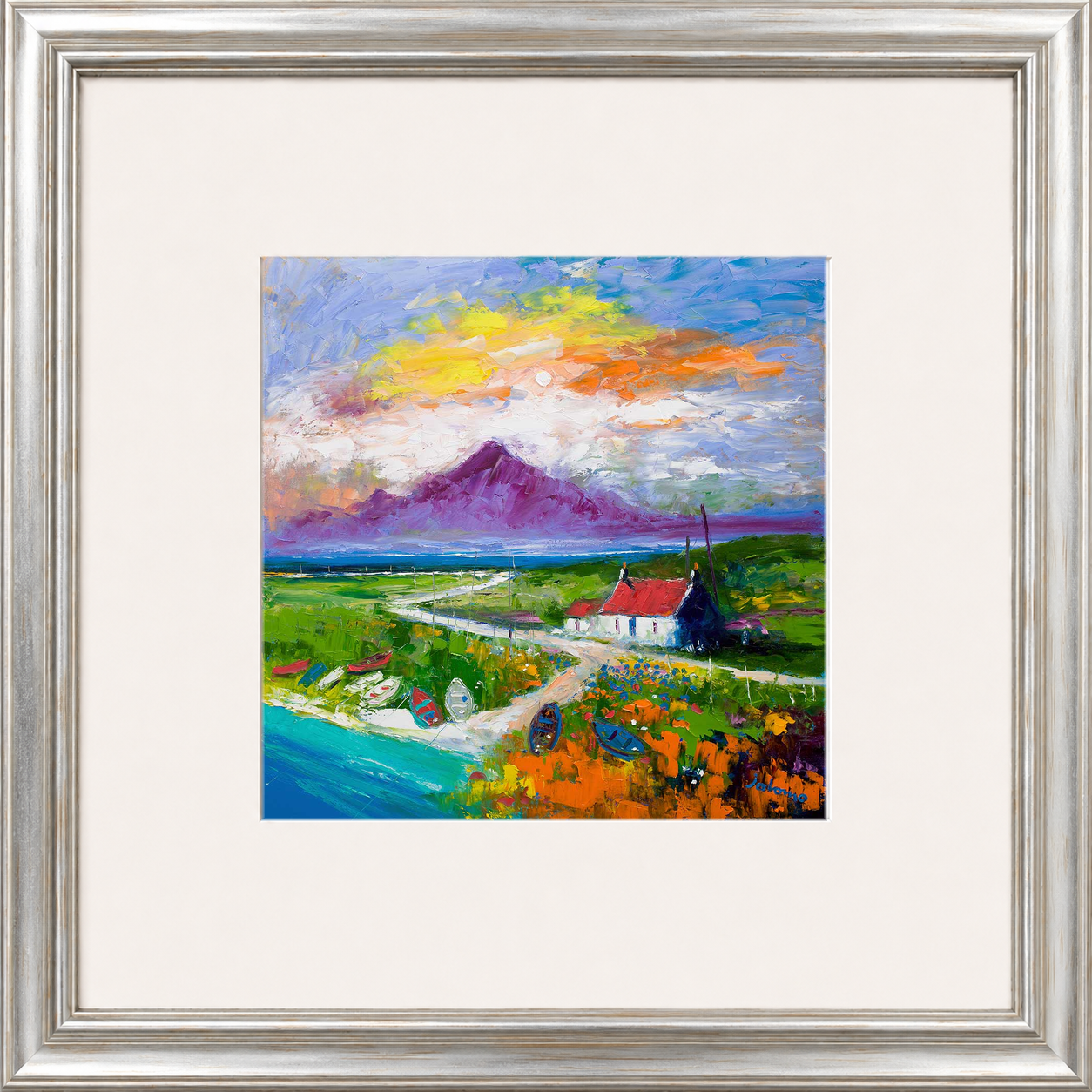 Creels and Beached Boats, The Uists by Jolomo - Scottish coastal harbour artwork framed wall art print, product image 5