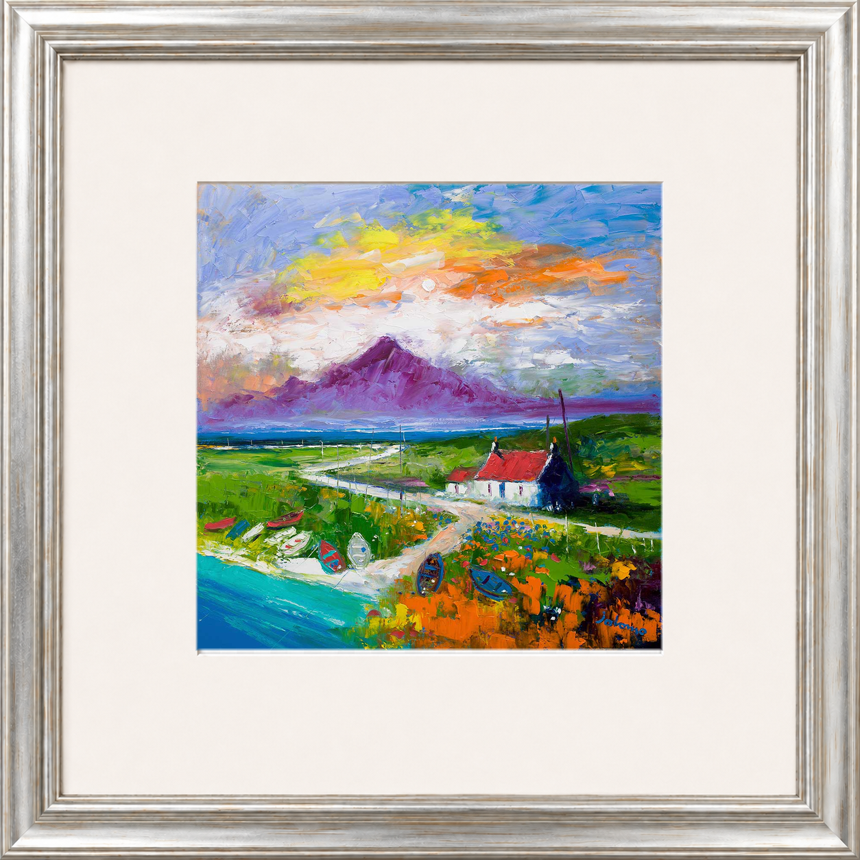 Creels and Beached Boats, The Uists by Jolomo - Scottish coastal harbour artwork framed wall art print, product image 11