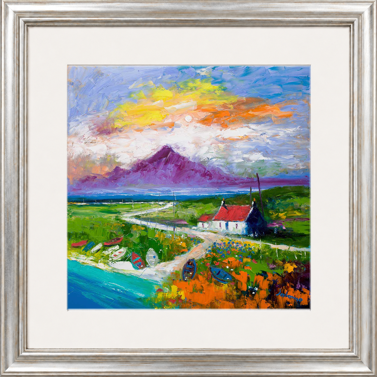 Creels and Beached Boats, The Uists by Jolomo - Scottish coastal harbour artwork framed wall art print, product image 23