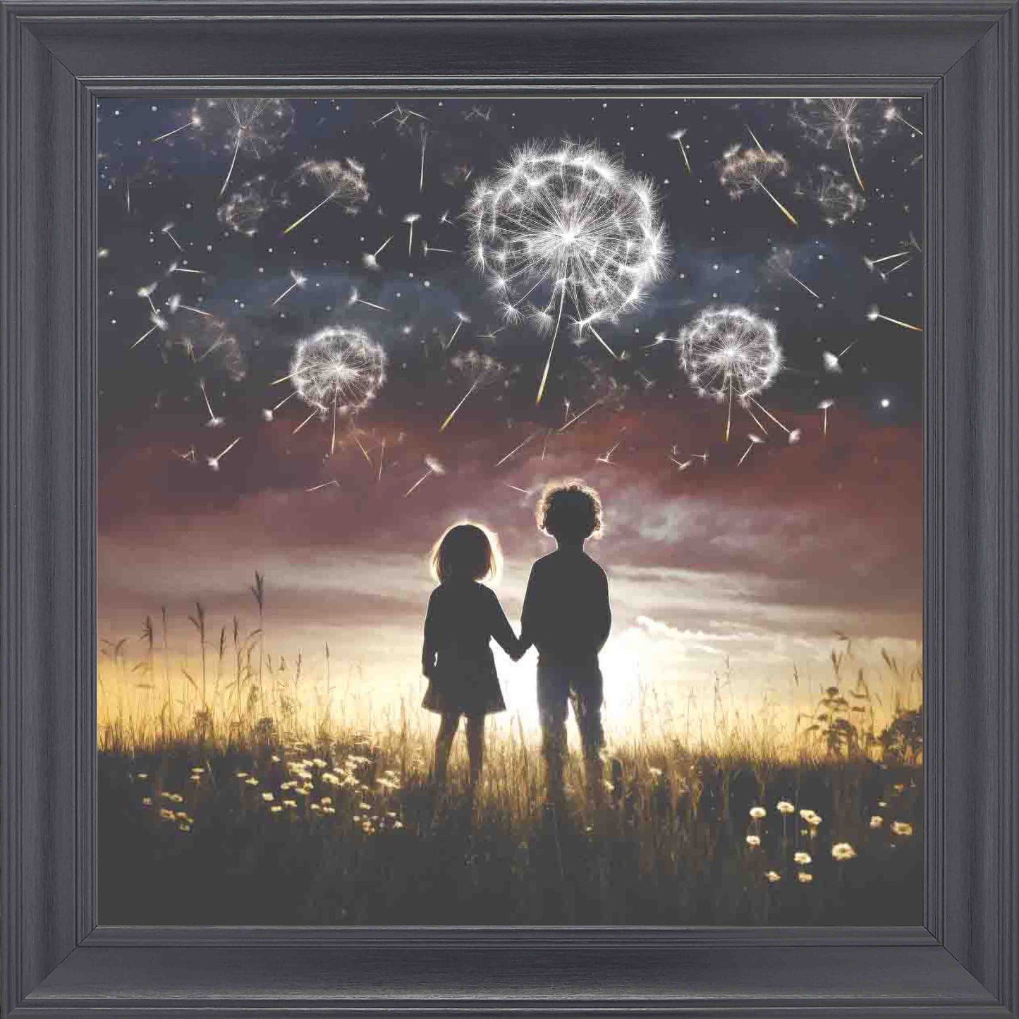 Dandelions at Dawn Framed Wall Art - Black