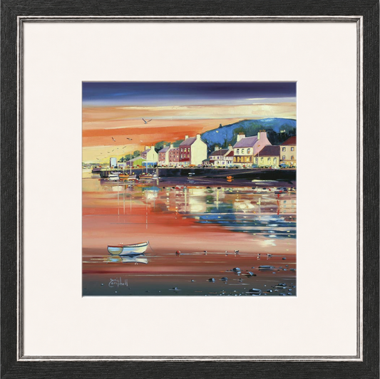 Day Closing Over Tarbert by Daniel Campbell framed wall art print showing Tarbert water and shoreline beneath a softly closing evening sky