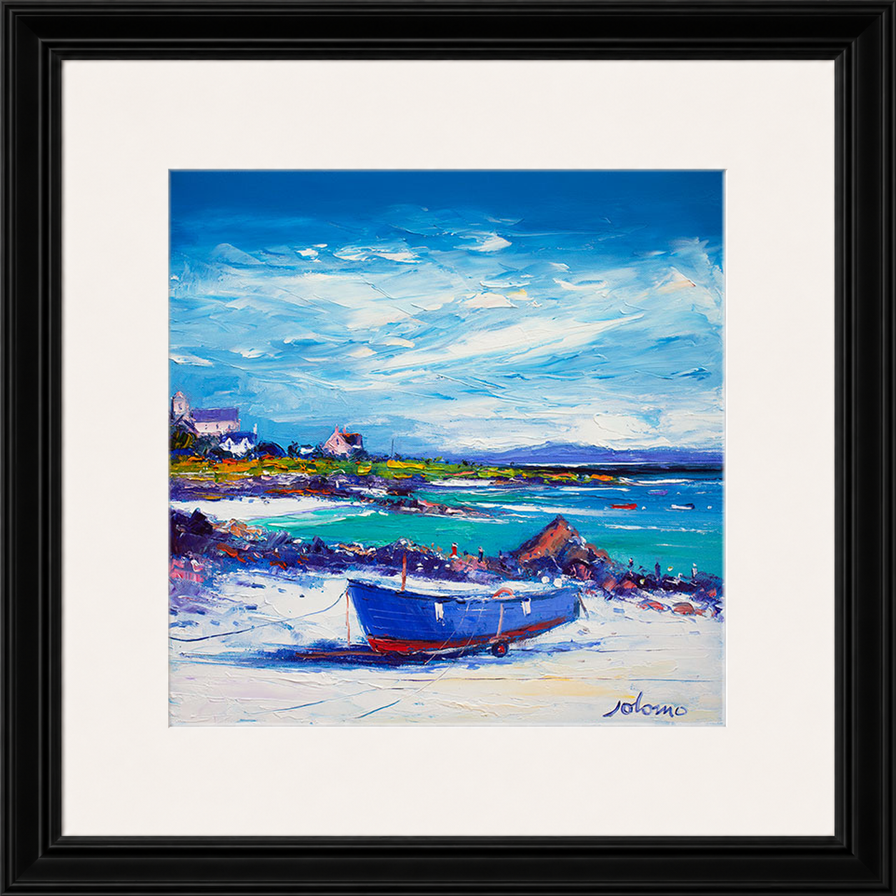 Down In The Rocks Waiting for The Ferry by Jolomo - Scottish coastal harbour artwork framed wall art print, product image 15