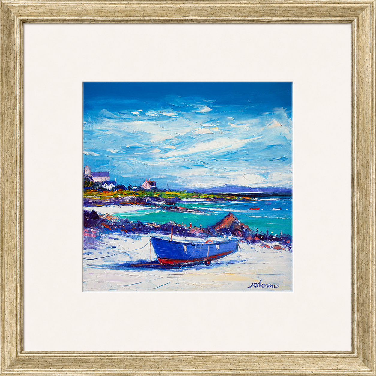 Down In The Rocks Waiting for The Ferry by Jolomo - Scottish coastal harbour artwork framed wall art print, product image 12