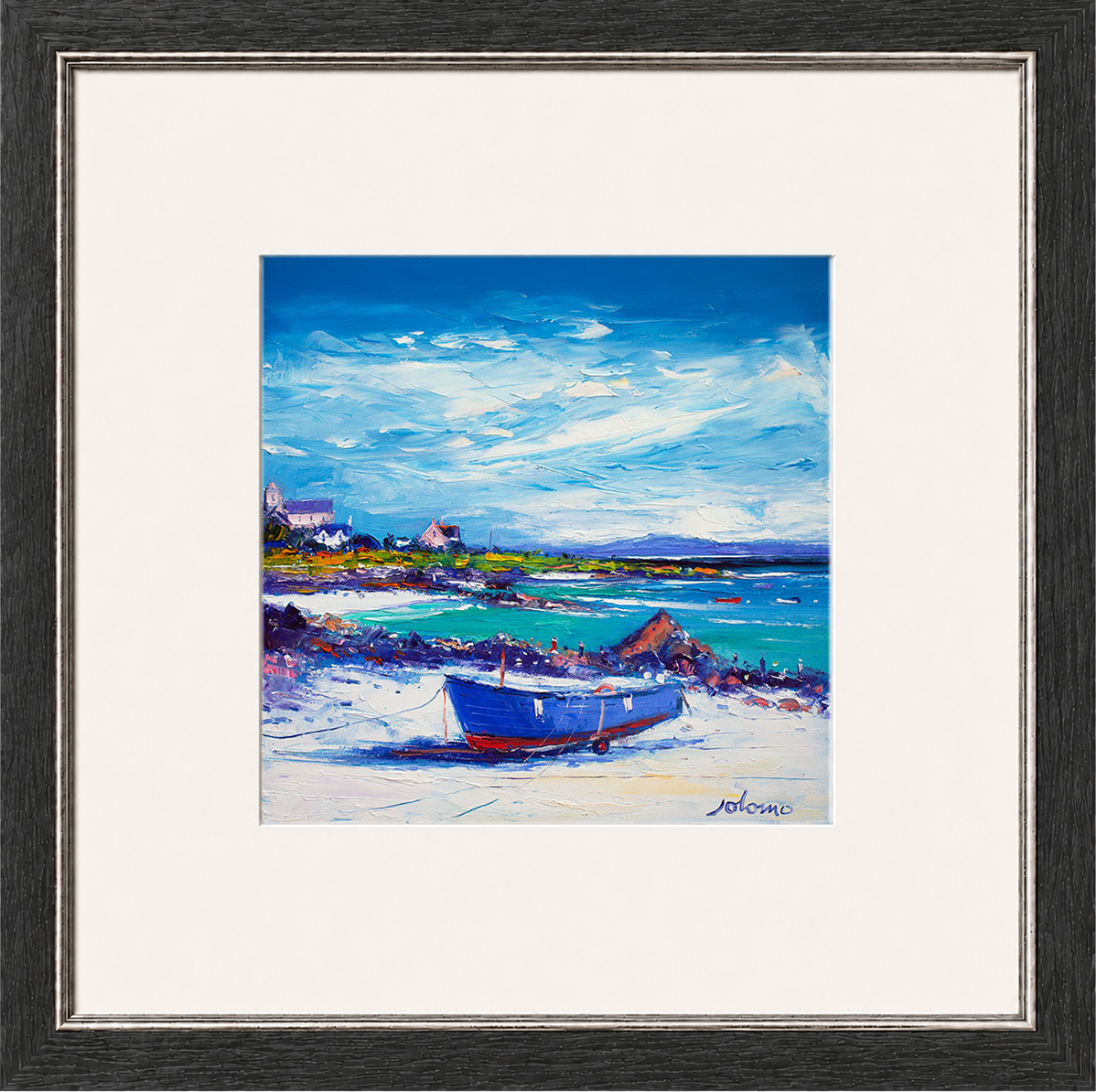 Down In The Rocks Waiting for The Ferry by Jolomo - Scottish coastal harbour artwork framed wall art print