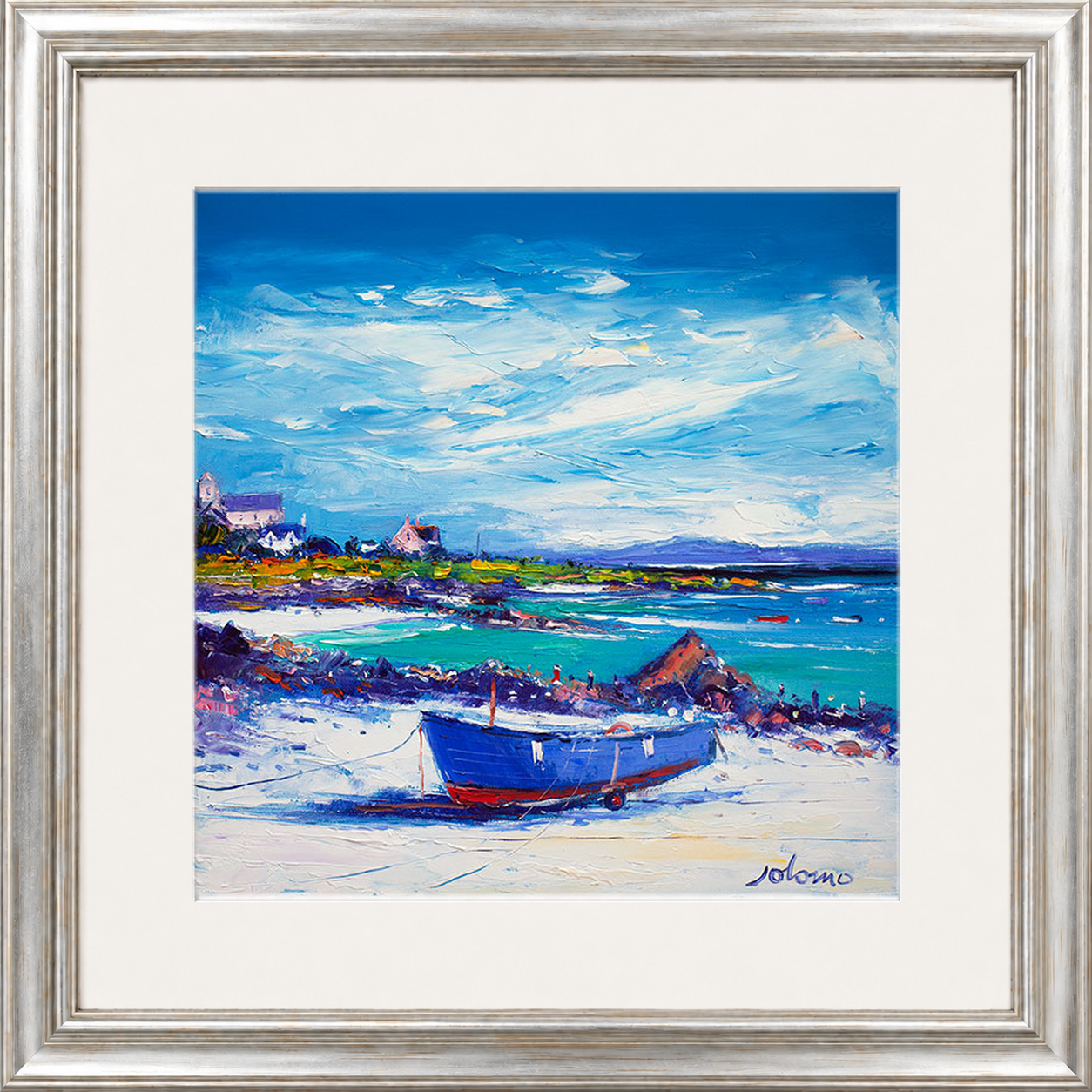 Down In The Rocks Waiting for The Ferry by Jolomo - Scottish coastal harbour artwork framed wall art print, product image 23