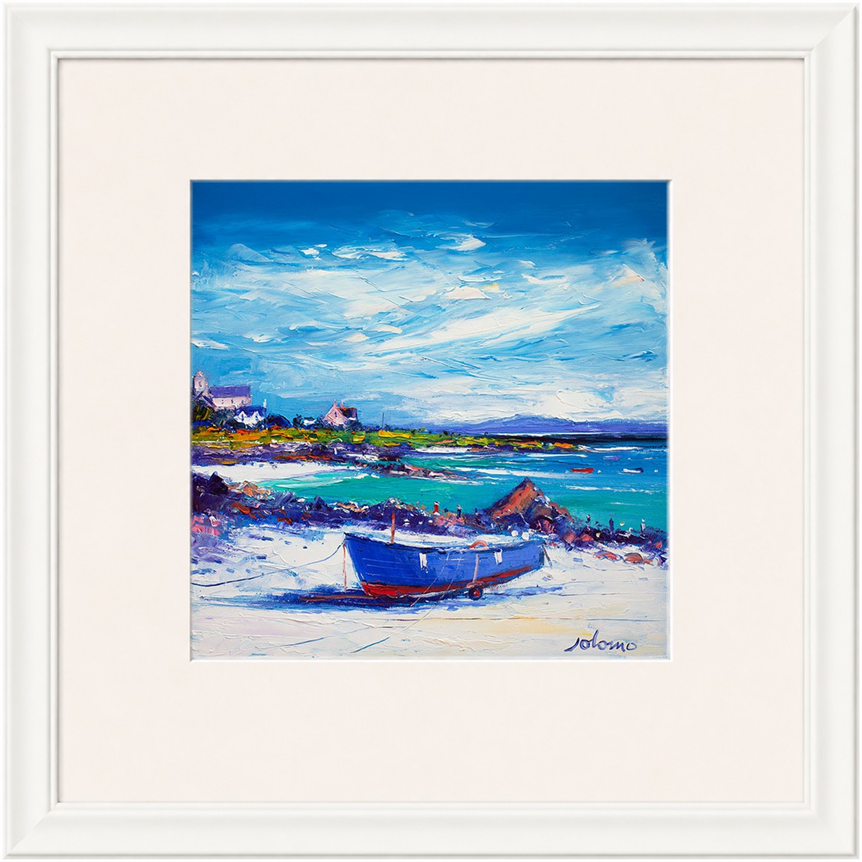 Down In The Rocks Waiting for The Ferry by Jolomo - Scottish coastal harbour artwork framed wall art print, product image 10